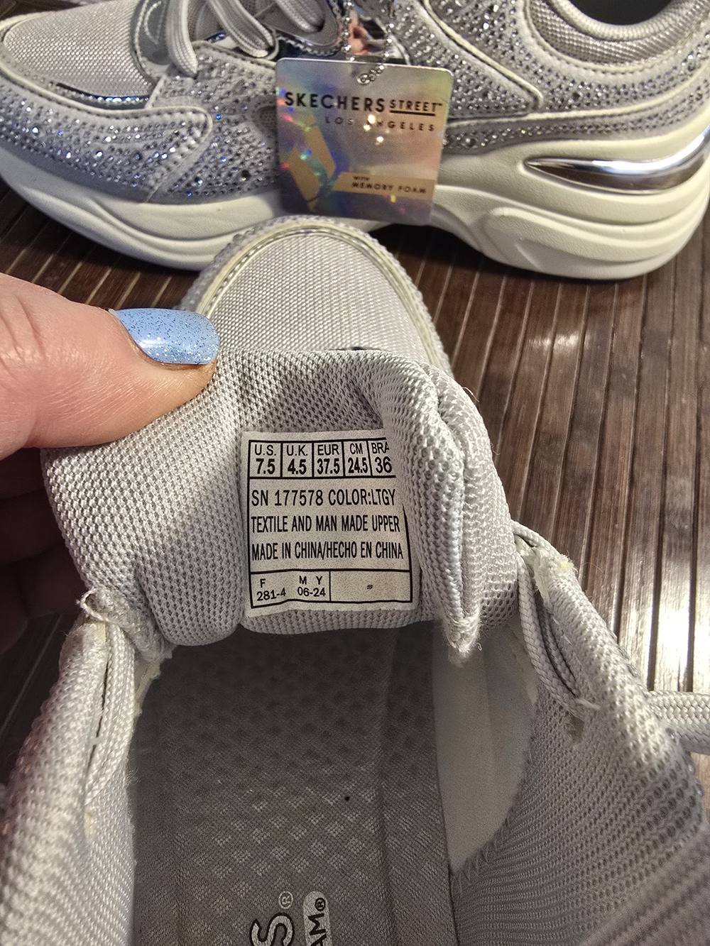 Skechers Silver Crystal-Embellished Women's Sneakers - Picture 3 of 4